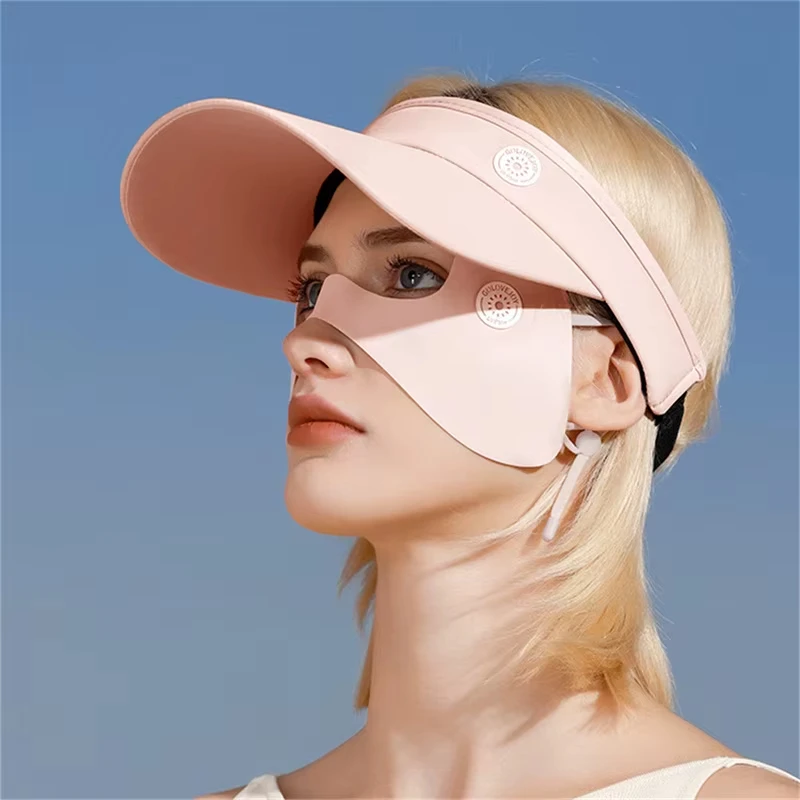 Summer Ice Silk Mask Sunscreen Face Scarf Solid Color Sunscreen Eye Patches UV Protection Sunscreen Veil Face Cover Riding