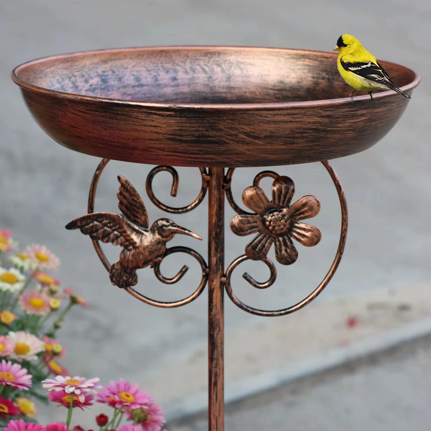 1PC Garden Metal Bird Bath/Feeder, Detachable Cast Iron Decorative Bird Feeder, Suitable for Garden, Patio, and Lawn Decorat